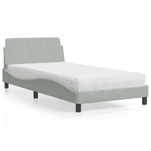 vidaXL Posteľ s matracom Dover bledosivý 100x200 cm zamat