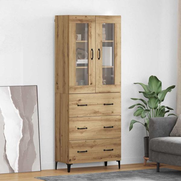vidaXL Highboard Remeselný dub 69,5 x 34 x 180 cm Kompozitné drevo