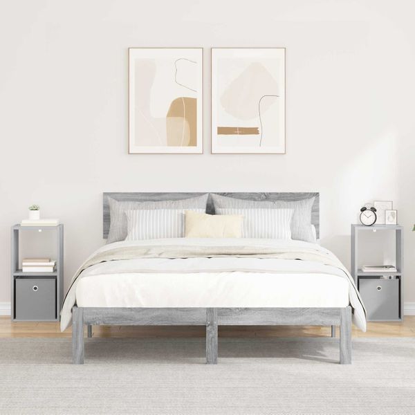 vidaXL Nočný stolík so zásuvkou 2 pcs Sivý Sonoma 30,5 x 27 x 59,5 cm