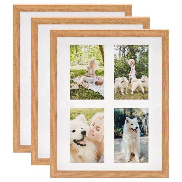 vidaXL 3D fotorámiky 3 ks dubové 28x35 cm na 4 obrázky (10x15 cm)