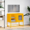 vidaXL TV skrinka horčicovožltá 68x39x60,5 cm oceľ
