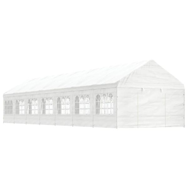 vidaXL Altánok so strechou, biely 15,61x4,08x3,22 m, polyetylén