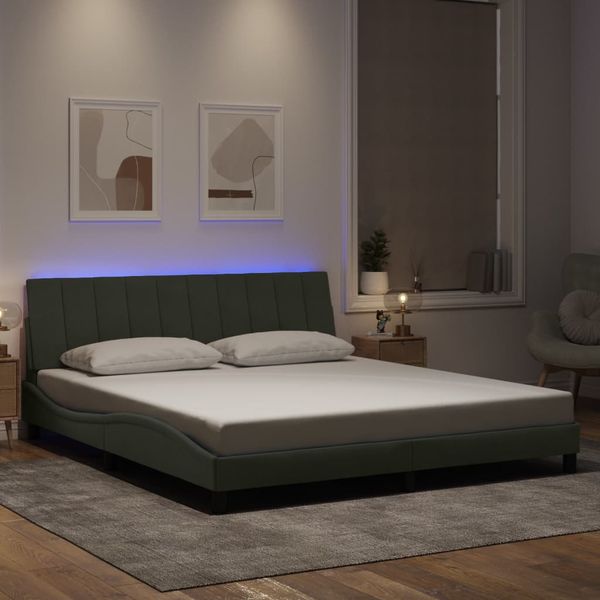 vidaXL Rám postele s LED bez matraca Hankobledosivý 180x200 cm zamat