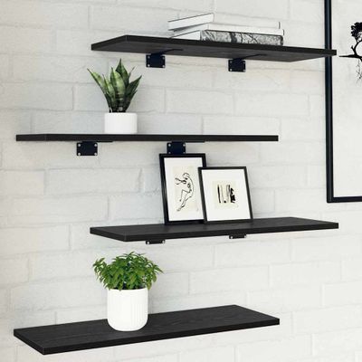 vidaXL Polica na knihy 4 pcs Čierny 60 x 20 x 1,5 cm Kompozitné drevo