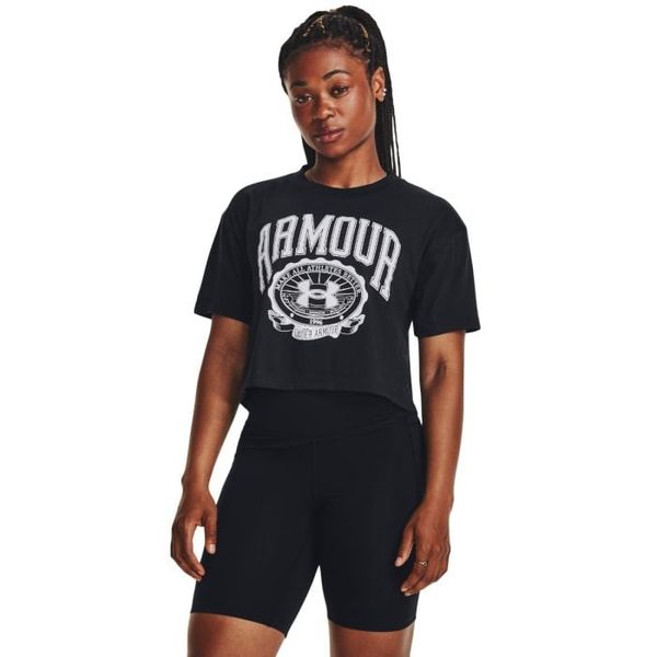 Tričko Collegiate Crest Crop SS Sivé - Under Armour