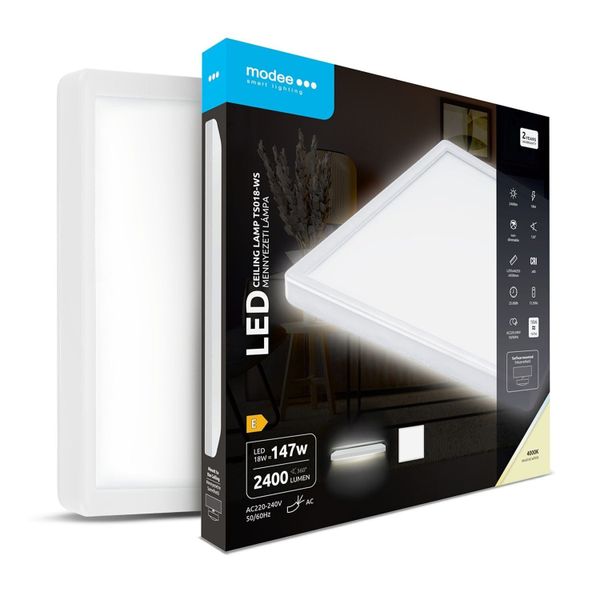 Modee Štvorcové stropné svietidlo TS018-WS 18W 2400lm neutrálna biela (ML-TS018-4000KWS)