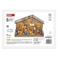 LED vianočný betlehem drevený, 19 cm, 3x AA, vnútorný, teplá biela, časovač