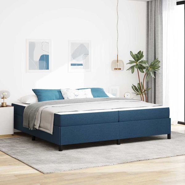 vidaXL Posteľ s pružinovým rámom s matracmi Modrá 200 x 200 cm látka
