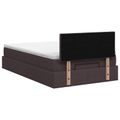 vidaXL Ottoman posteľ s matracom a LED Tmavohnedá 120 x 190 cm Látka