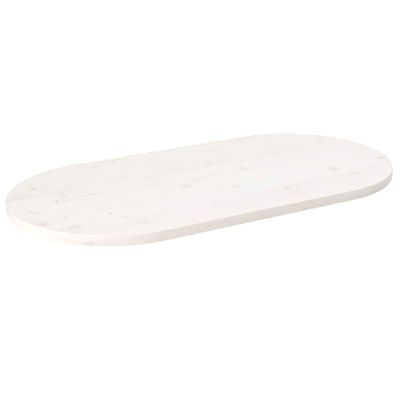 vidaXL Stolová doska biela 100x50x2,5 cm masívna borovica oválna