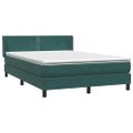 vidaXL Posteľný rám boxsping s matracom tmavozelený 160x220 cm zamat