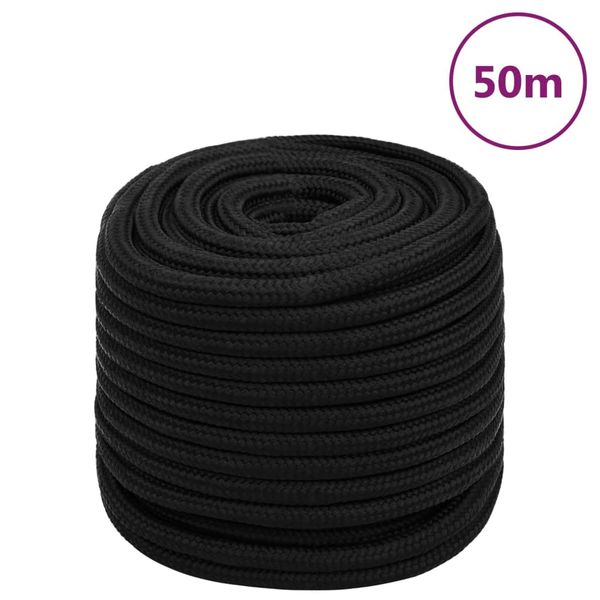 vidaXL Pracovné lano čierne 18 mm 50 m polyester