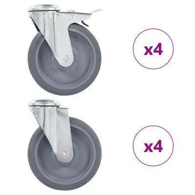 vidaXL Otočné kolieska s otvorom na skrutku 8 ks 125 mm