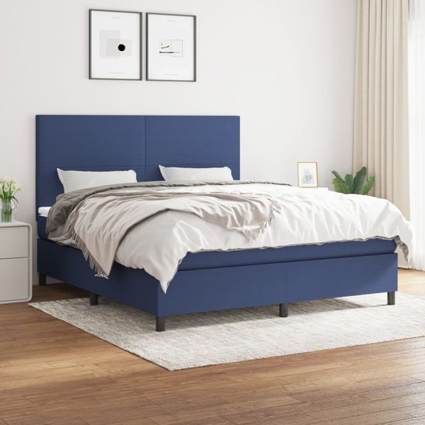 vidaXL Posteľný rám boxspring s matracom modrý 180x200 cm látka