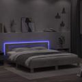 vidaXL Posteľný rám s čelom a LED betónovo sivý 160x200 cm
