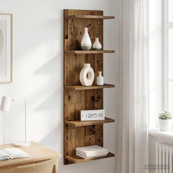 vidaXL Stenná polica Staré drevo 30 x 15 x 100 cm Kompozitné drevo