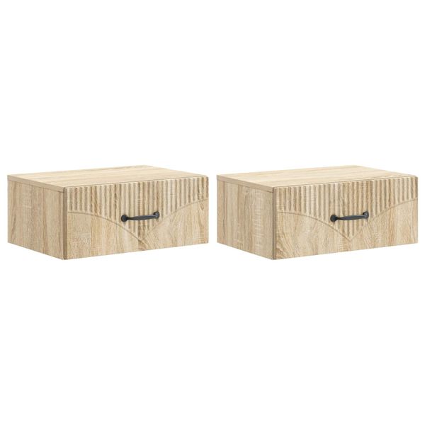 vidaXL Nástenná nočná skrinka 2 pcs Dub sonoma 49 x 34,5 x 20 cm