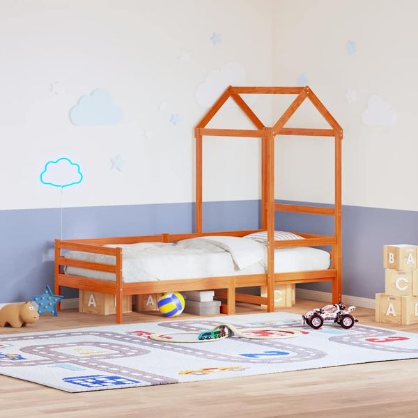 vidaXL Strecha na detskú posteľ voskovohnedá 108x70x176,5 cm borovica