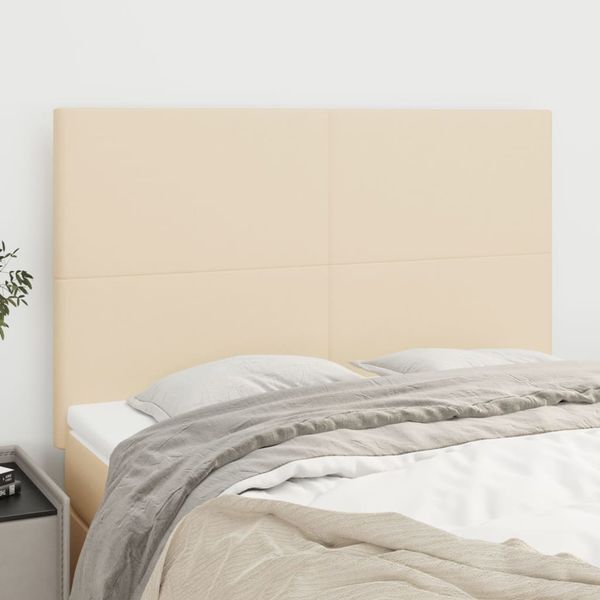 vidaXL Čelo postele krémové 144x5x118/128 cm látkové