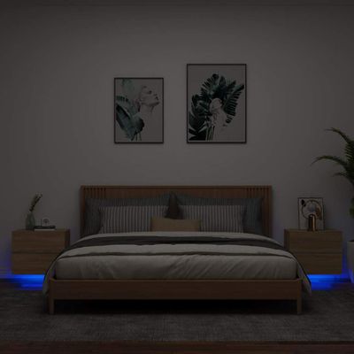 vidaXL Nástenné nočné skrinky s LED osvetlením 2 ks dub sonoma