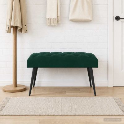 vidaXL Lavica s gombíkovým prešívaním Tmavozelená 80 x 40 x 46 cm