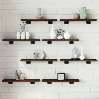 vidaXL Nástenné police 8 ks hnedý dub 40x10x1,5 cm kompozitné drevo