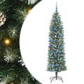 vidaXL Umelý chudý vianočný strom Zelená a biela 180 cm