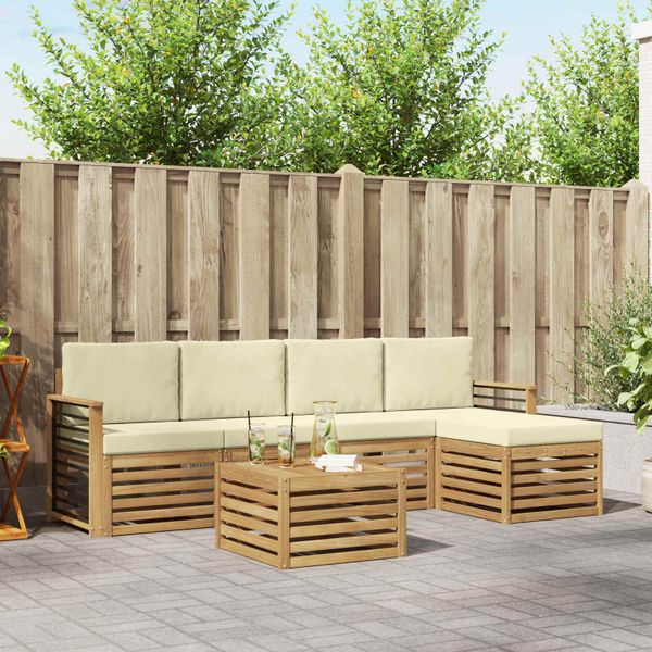 vidaXL Záhradná súprava gaučov 6 pcs Biela a krémová 59 x 59 x 37 cm