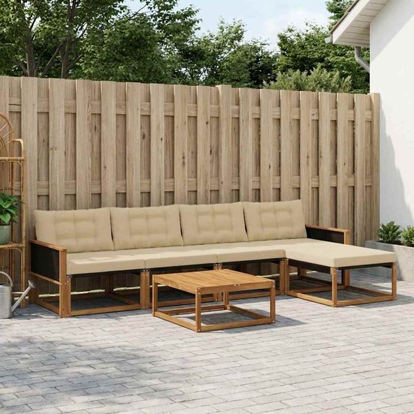 vidaXL Záhradná súprava gaučov s vankúšom 6 pcs Prírodná a béžová