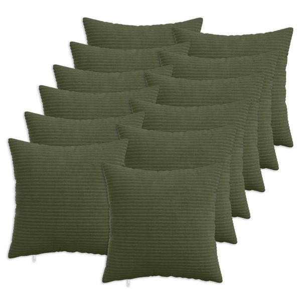 vidaXL Poťah na podložku 12 pcs HEERLEN Zelená 50 x 50 cm manšestr