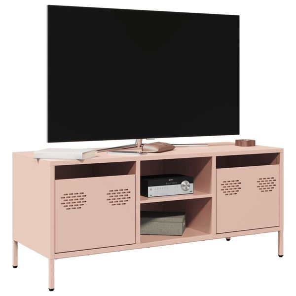 vidaXL TV skrinka ružová 101,5x39x43,5 cm oceľ valcovaná za studena