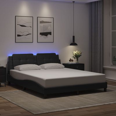 vidaXL Rám postele s LED bez matraca, Zadar, čierny 160x200 cm