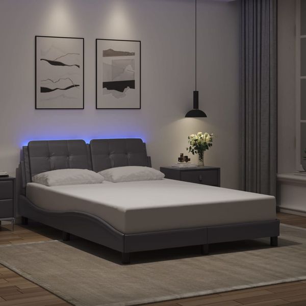vidaXL Rám postele s LED bez matraca, Zadar, sivý 140x190 cm
