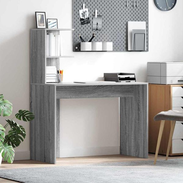 vidaXL Stôl s poličkou Sivý Sonoma 102 x 50 x 124 cm Kompozitné drevo