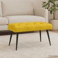 vidaXL Lavica s gombíkovým prešívaním Žltá 80 x 40 x 46 cm Zamat