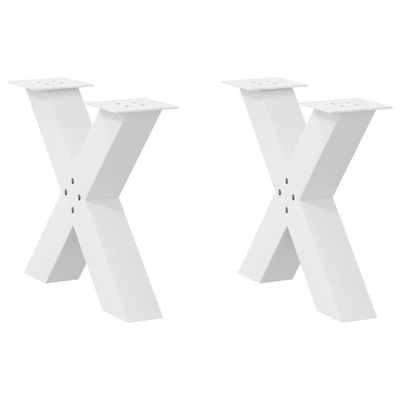 vidaXL Nohy konferenčného stolíka v tvare X, 2 ks, biele, 50 x (42-43) cm, oceľové