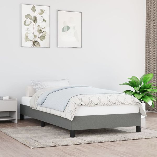 vidaXL Posteľ bez matraca tmavosivá 90x190 cm látka