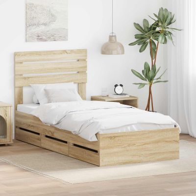 vidaXL Rám postele Sonoma dub 100 x 200 cm Inžinierske drevo