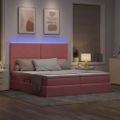 vidaXL LED úložná posteľ s matracom Ružová 200 x 200 cm Zamat