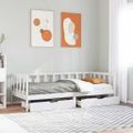 vidaXL Vysúvacia denná posteľ zásuvky biela 90x190 cm masívna borovica