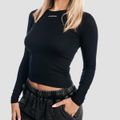 Dámske tričko s dlhým rukávom Aura Black - GymBeam, veľkosť XS