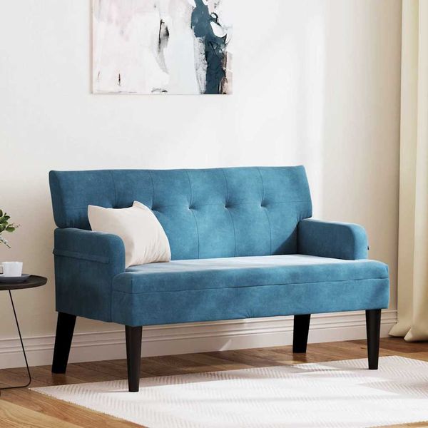 vidaXL Chesterfield lavica Modrá 112 x 65,5 x 75 cm Zamat