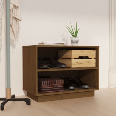 vidaXL Skrinka na topánky medovo-hnedá 60x34x45 cm masívna borovica