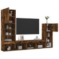 vidaXL 4-dielne TV nástenné skrinky s LED dymový dub kompozitné drevo