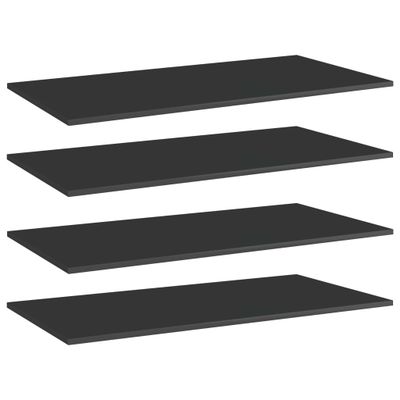 vidaXL Prídavné police 4 ks, lesklé čierne 80x20x1,5 cm, drevotrieska