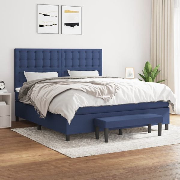 vidaXL Posteľný rám boxspring s matracom modrý 160x200 cm látka