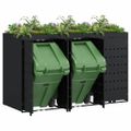 vidaXL Úložisko na 3 koše Wheelie Čierna 204 x 77,5 x 121,5 cm