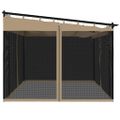 vidaXL Altánok so sieťovinovými stenami sivohnedý 4x3 m oceľ