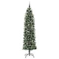 vidaXL Umelý chudý vianočný strom Zelená a biela 210 cm