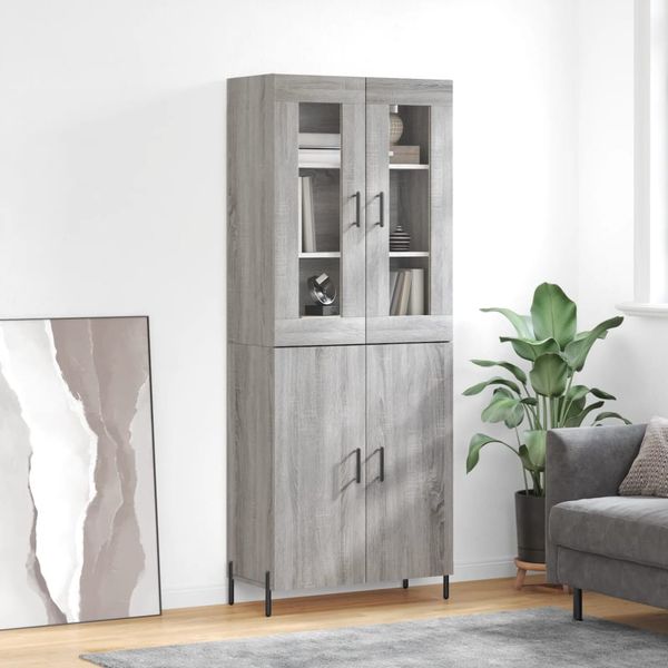 vidaXL Vysoká skrinka sivý dub sonoma 69,5x34x180 cm spracované drevo